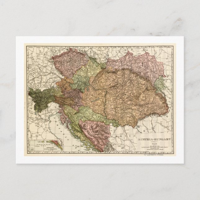 Cartão Postal Áustria-HungriaMapa Panorâmico Áustria-Hungria (Frente)