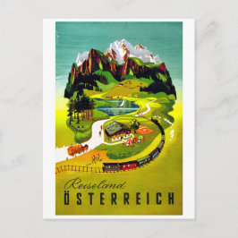Cartão Postal Áustria, país de viagem, ferrovia, viagem vintage