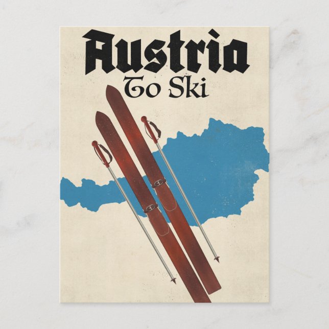 Cartão Postal Áustria Para Esquiar (Frente)