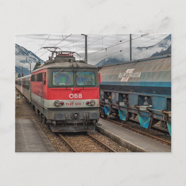 Cartão Postal Áustria. Passagens de ÖBB 1142 608 - 7 perto (Frente)
