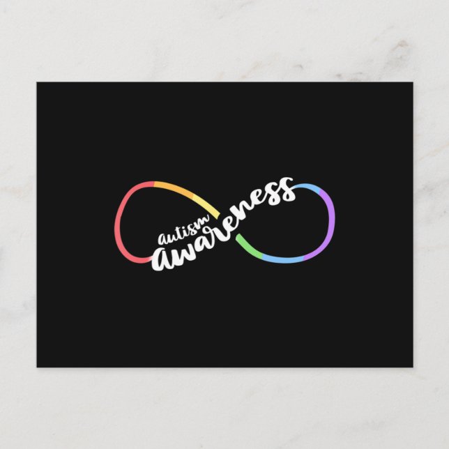 Cartão Postal Autism Awareness Autistic Acceptance Rainbow Infin (Frente)