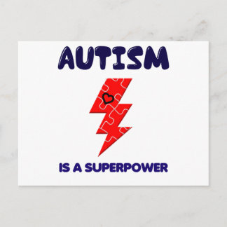 Cartão Postal Autismo é superpoder, condição mental mente saúde
