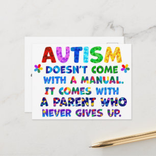 Cartão Postal AUTISMO Pai Nunca Desiste