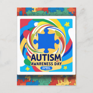 Cartão Postal Autismo Sensibilização Coração mês de abril