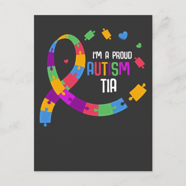 Cartão Postal Autismo Sensibilização Orgulha Tia Autitic Hippo L (Frente)