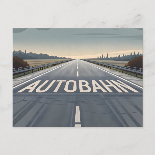 Cartão Postal Autobahn Infinite Road Perspective Art (Frente)