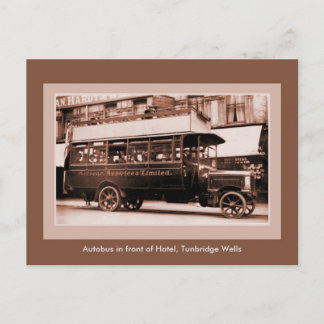 Cartão Postal Autocarro antigo em frente ao Hotel, Tunbridge Wel
