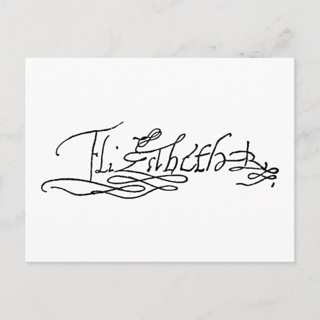 Cartão Postal Autografo da Rainha Isabel I da Inglaterra (Frente)