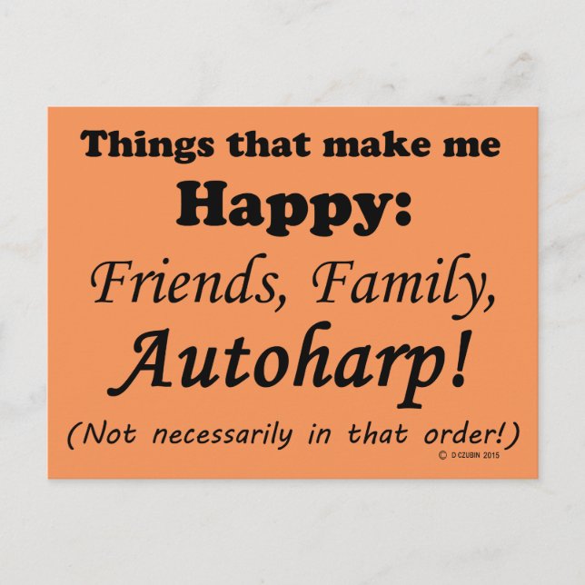 Cartão Postal Autoharpa Faça-Me Feliz (Frente)