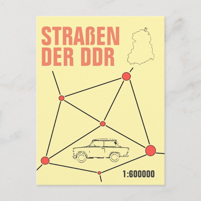 Cartão Postal Autokartendesign im DDR Stil (Frente)