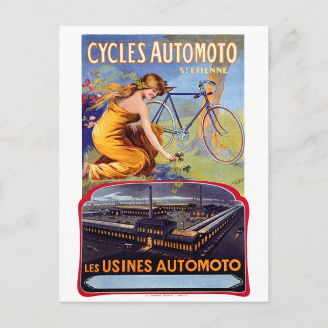 Cartão Postal Automoto Cycle 1914 Vintage Advertising Poster (Frente)