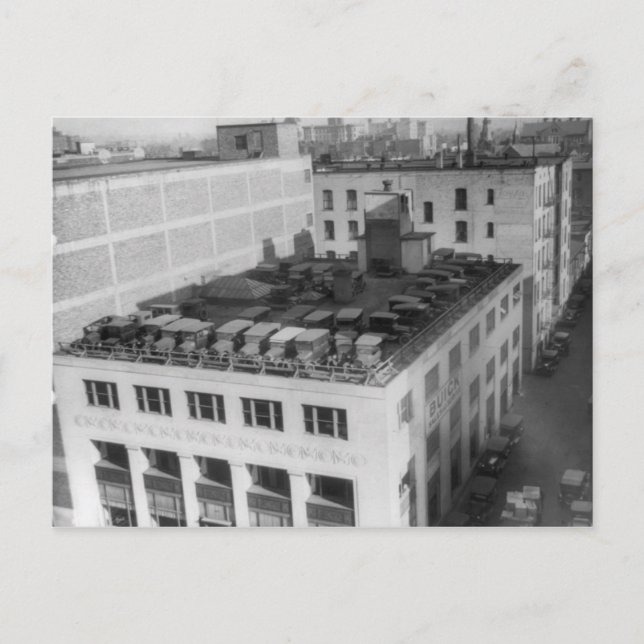 Cartão Postal Automóveis No Edifício Buick (Frente)