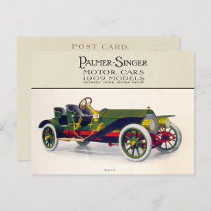 Cartão Postal Automóveis Palmer-Singer, 1909