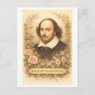 Cartão Postal Autor William Shakespeare em estilo retrô