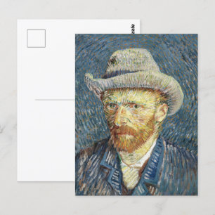 Cartão Postal Autoretrato de Van Gogh com Cinza Felt Hat