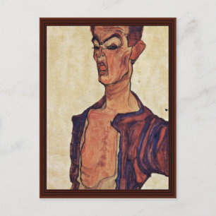 Cartão Postal Autoretrato Um Piercing De Rosto De Schiele Egon