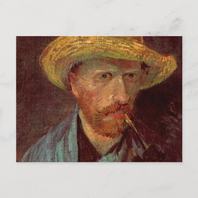 Cartão Postal Autoretrato Van Gogh com Chapéu e Pipe de Palha (Frente)