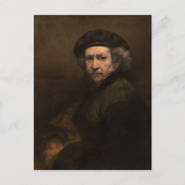 Cartão Postal Autorretrato com Beret por Rembrandt (Frente)