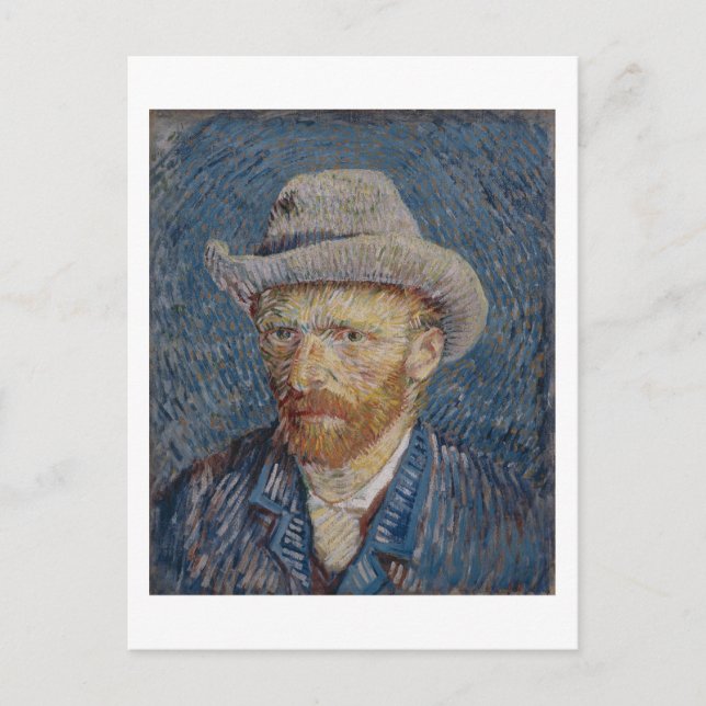 Cartão Postal Autorretrato com Chapéu de Feltro Cinza, Van Gogh  (Frente)