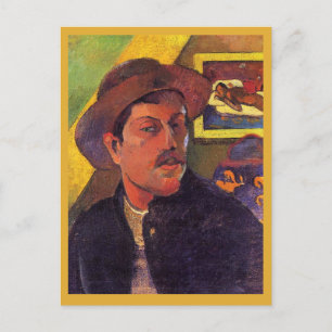 Cartão Postal Autorretrato com Chapéu, Paul Gauguin,