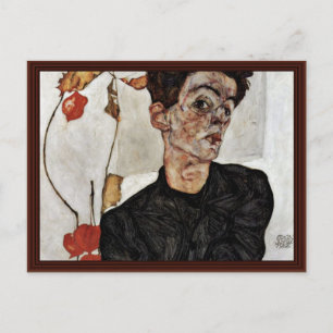 Cartão Postal Autorretrato Com Lanterna Fruta Por Schiele Egon