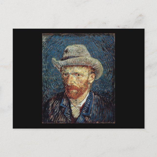 Cartão Postal Autorretrato de Van Gogh com Chapéu de Feltro Cinz (Frente)