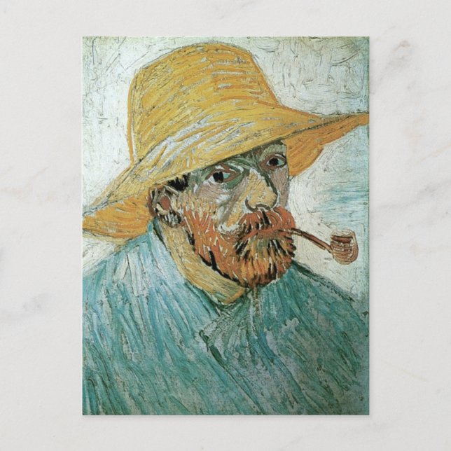 Cartão Postal Autorretrato, Pipe, Chapéu De Palha, Arte Bela Van (Frente)