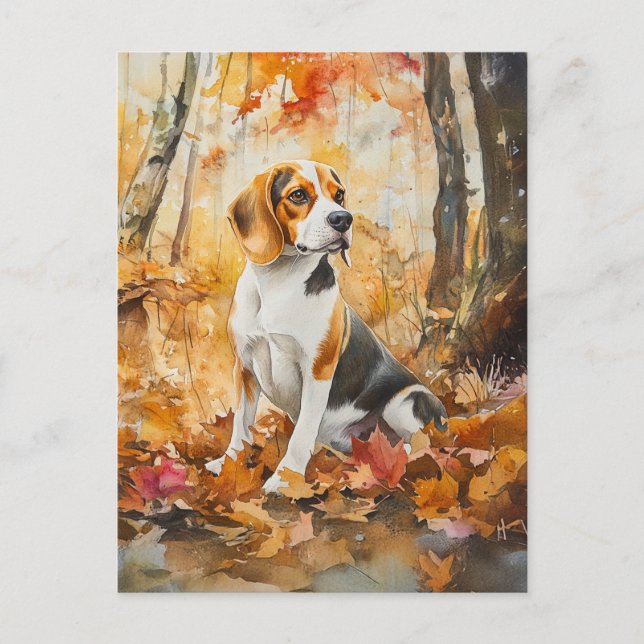 Cartão Postal Autumn Beagle - Cartão-postal (Frente)