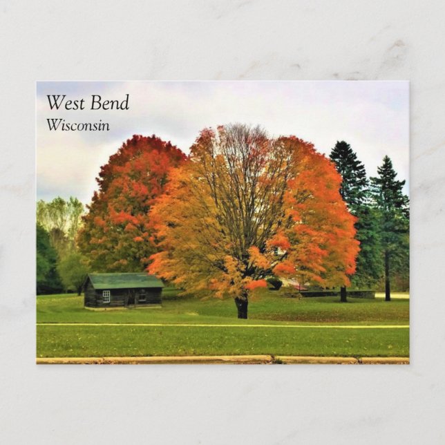 Cartão Postal Autumn Bend Ocidental, Cartão-postal de Wisconsin (Frente)