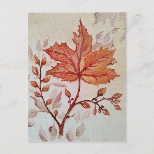 Cartão Postal Autumn cooper vine leaf (Frente)