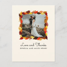 Cartão Postal Autumn Deixa A Foto Do Casamento Obrigado