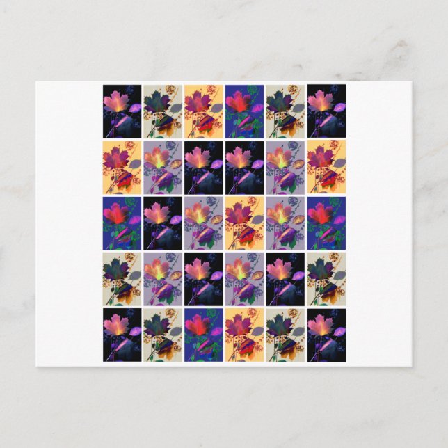 Cartão Postal Autumn Deixa Colagem de Colagem de Colheita de Pat (Frente)