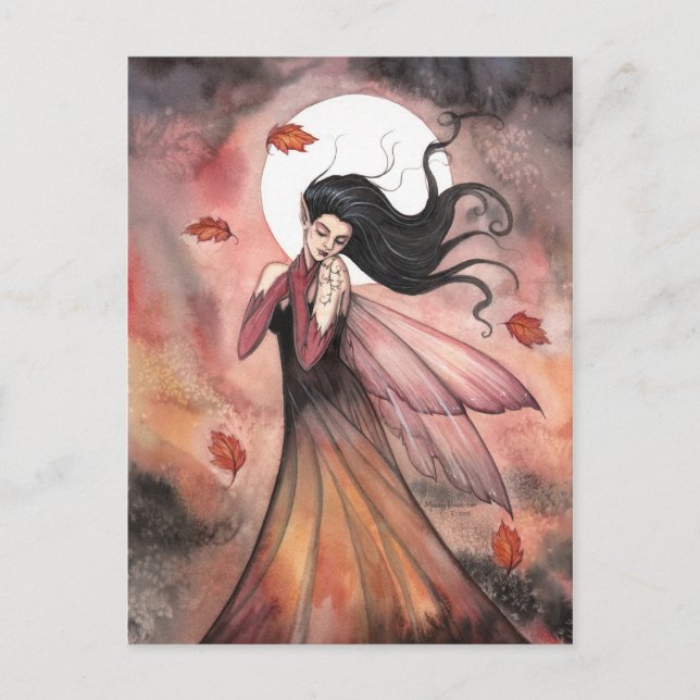 Cartão Postal Autumn Dreams Gothic Fairy Fantasy Art (Frente)