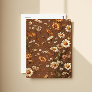 Cartão Postal Autumn Flower Cottagecore Botânica Floral Rustic