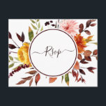 Cartão Postal Autumn Garden Marsala Watercolor Weding RSVP<br><div class="desc">Este cartão-postal RSVP de casamento apresenta flores amarelas,  cor-de-rosa-pincel,  cor de-d'água laranja,  e folhas verdes,  burgundy,  castanhas com uma estrutura circular. É perfeito para um casamento de outono (outono) ou eventos semelhantes.</div>