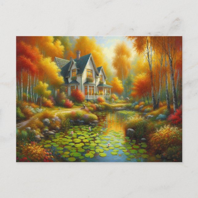 Cartão Postal Autumn House Lake (Frente)
