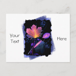 Cartão Postal Autumn Leaves em Neon e Azul