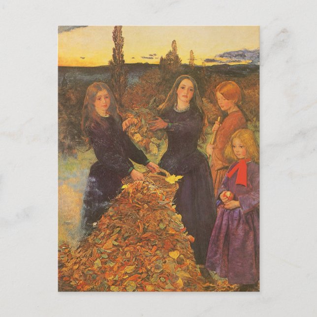 Cartão Postal Autumn Leaves por Sir John Everett Millais (Frente)