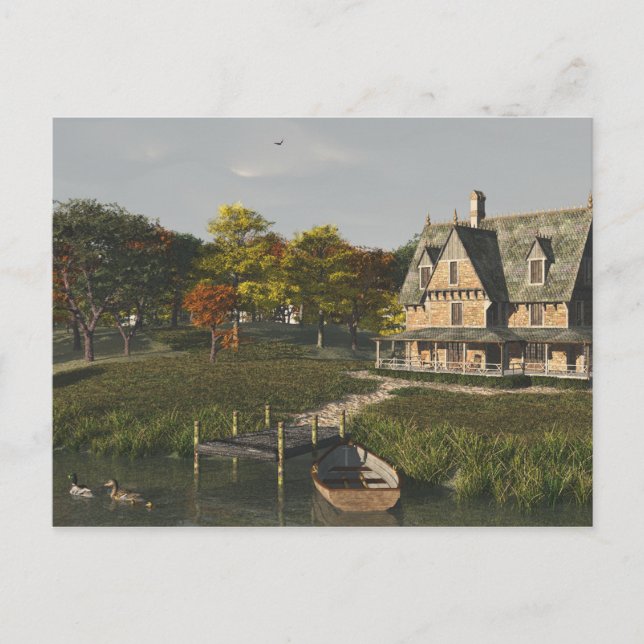 Cartão Postal Autumn no Lago Postcard (Frente)