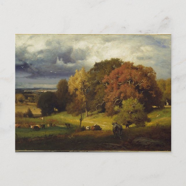 Cartão Postal Autumn Oaks George Inness Impressão (Frente)