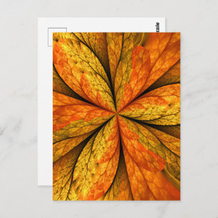 Cartão Postal Autumn Plant, Modern Abstrato Fractal Art Leaf