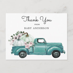 Cartão Postal Autumn Pumpkin Truck Drive Por Chá de fraldas