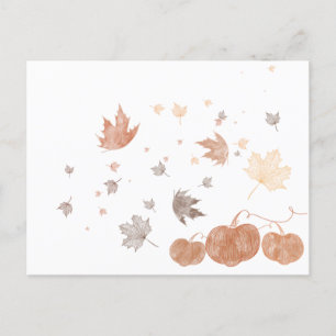Cartão Postal Autumn Pumpkins e Folhas