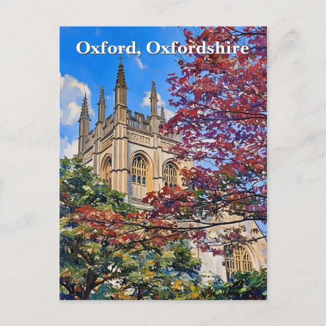 Cartão Postal Autumn Spires - Catedral de Oxford em outono (Frente)