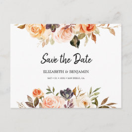 Cartão Postal Autumn Terracotta Dourado Orange Floral Salvar A D