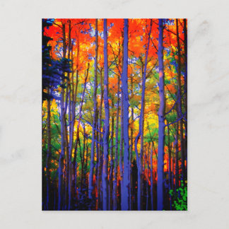 Cartão Postal Autumn Trees with Blue Trunks and Orange Leaves