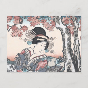 Cartão Postal Autumn Ukiyo-e Momijigari no himegimi