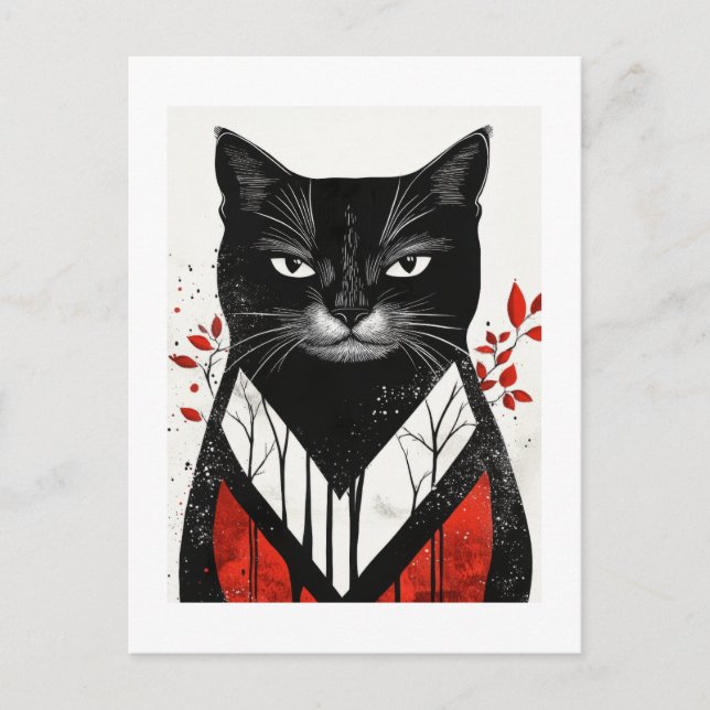 Cartão Postal Autumn Whiskers: Coleção de Gatos (Frente)