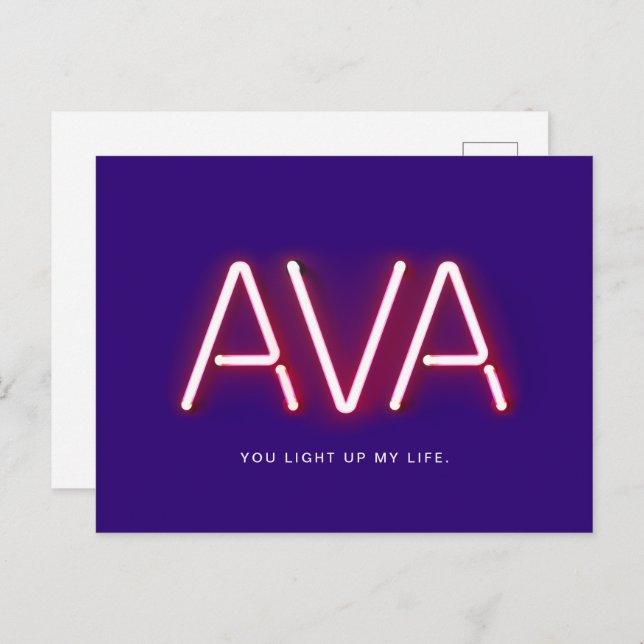 Cartão Postal Ava você acende as luzes do neon da minha vida (Frente/Verso)