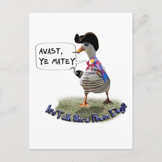 Cartão Postal AVAST, MATEY! Será o dia de falação Pirata (Frente)